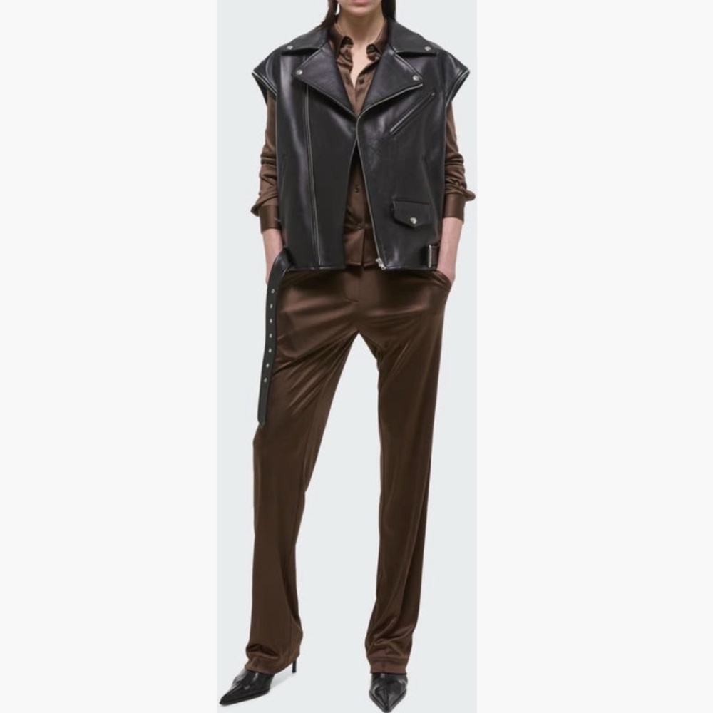 Helmut Lang Fluid Liquid Jersey Long Pants Brown SZ L